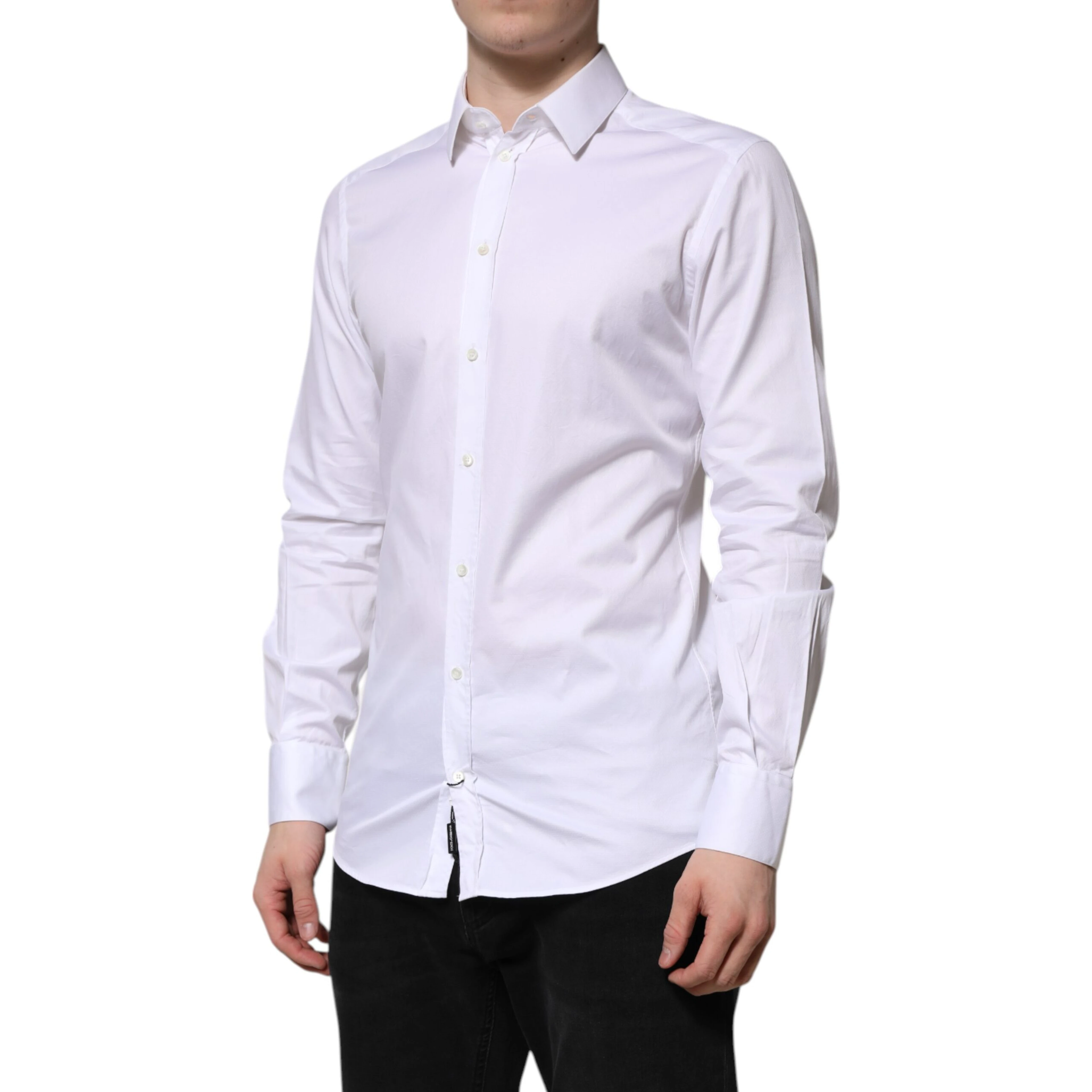 White Cotton GOLD Long Sleeve Men Dress Shirt