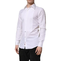 White Cotton GOLD Long Sleeves Dress Shirt