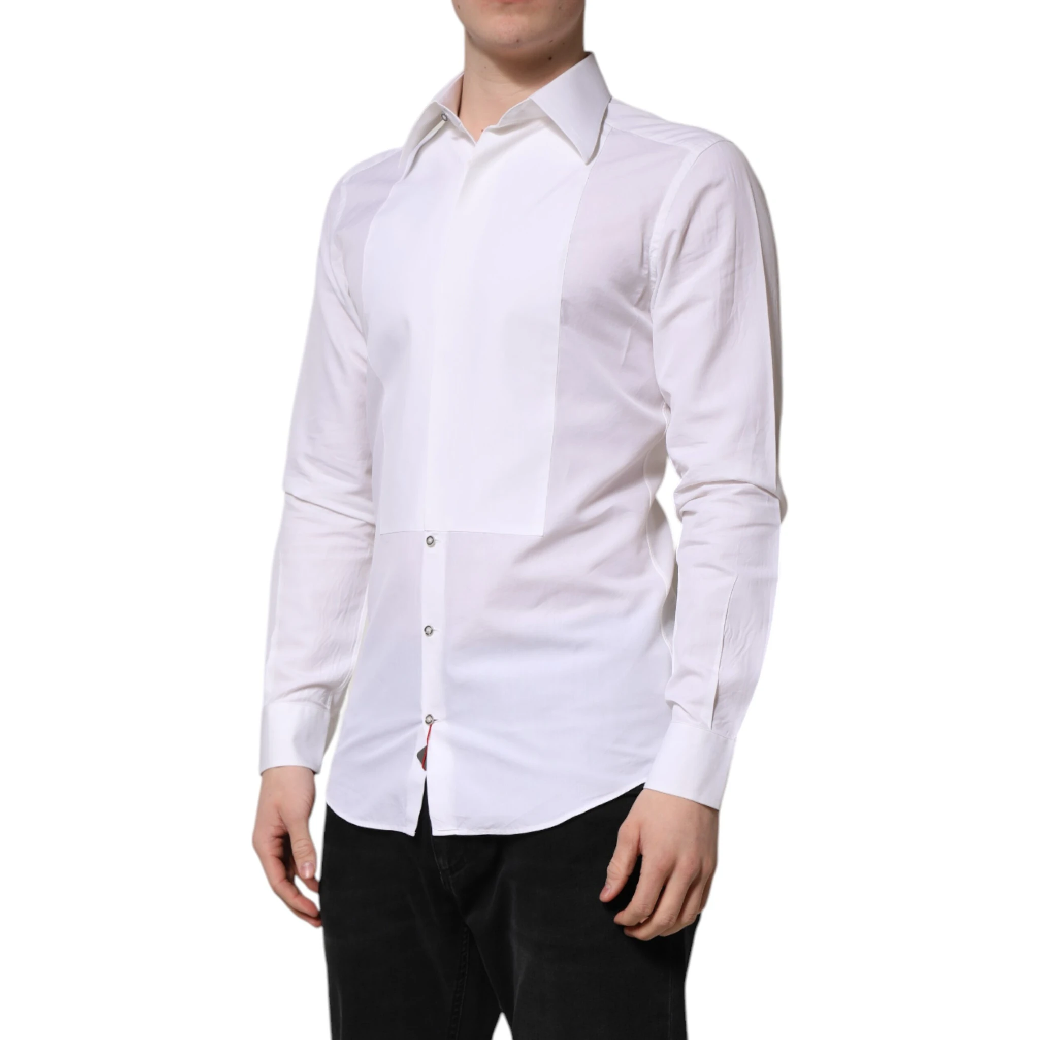 White Cotton GOLD Long Sleeves Dress Shirt