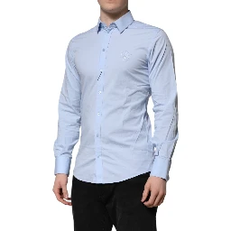 Sky Blue Cotton GOLD Long Sleeves Dress Shirt