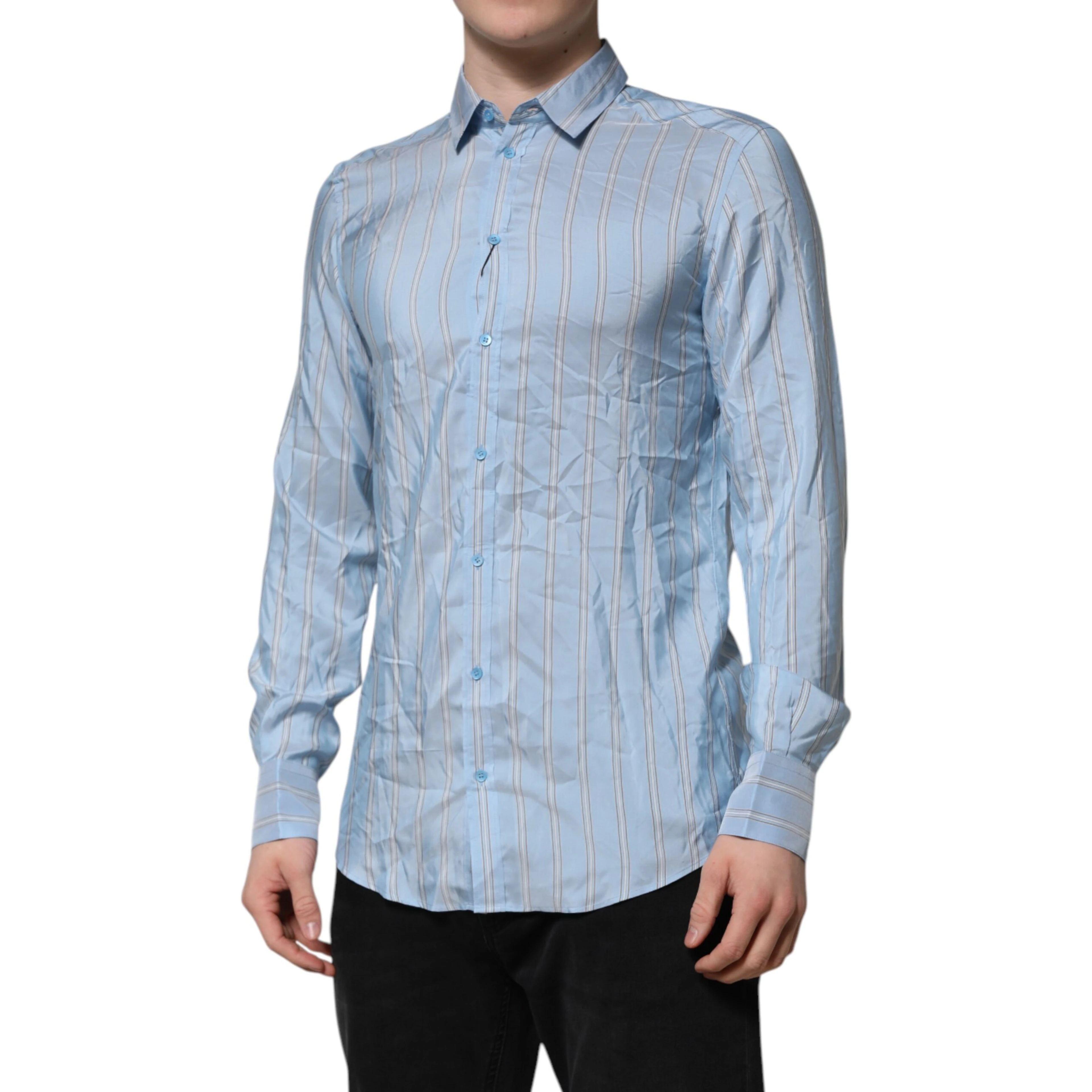 Blue Striped MARTINI Long Sleeve Dress Shirt