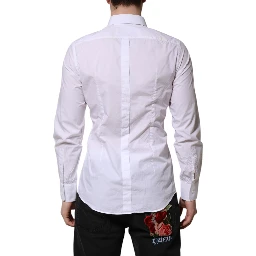 White Cotton GOLD Long Sleeves Dress Shirt