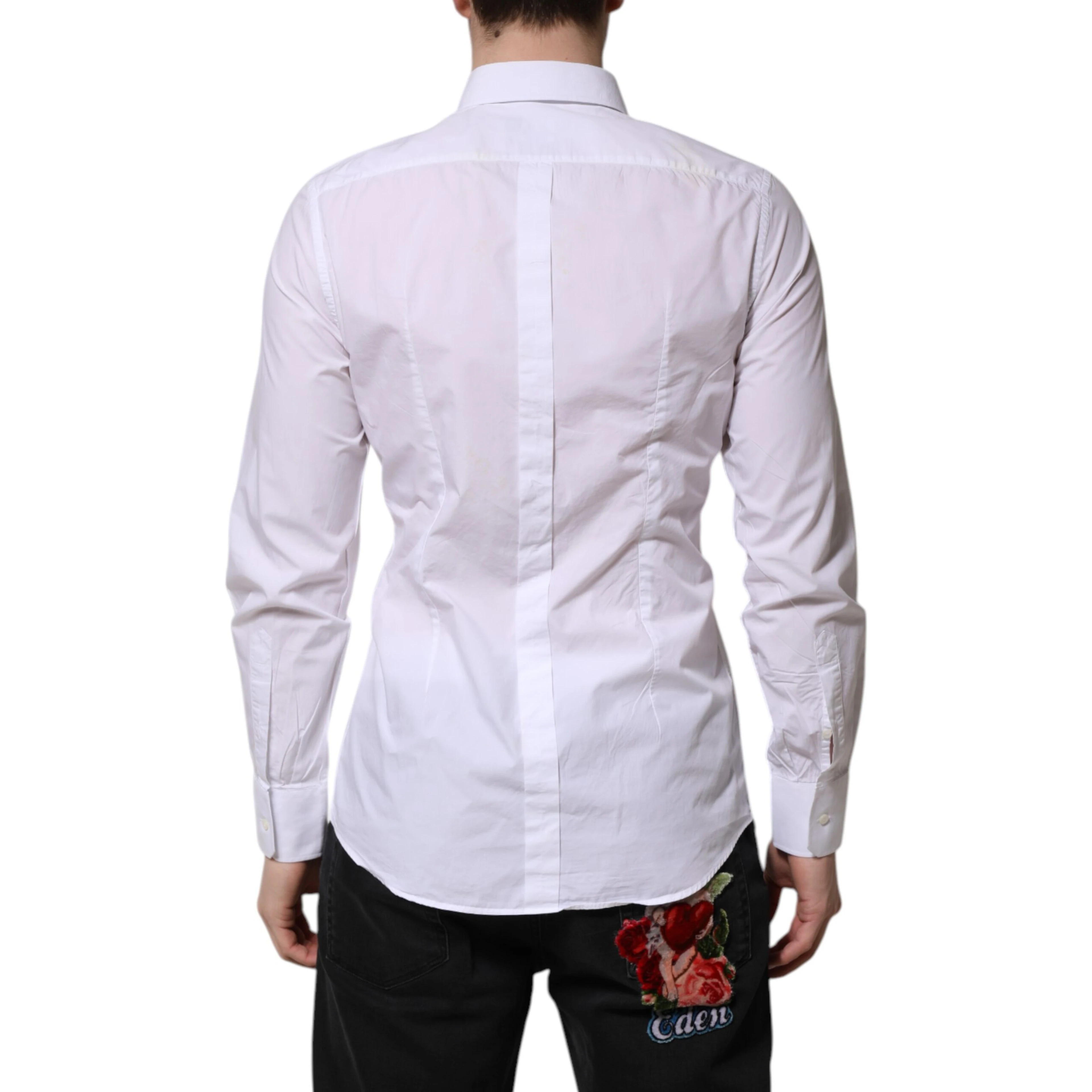 White Cotton GOLD Long Sleeves Dress Shirt