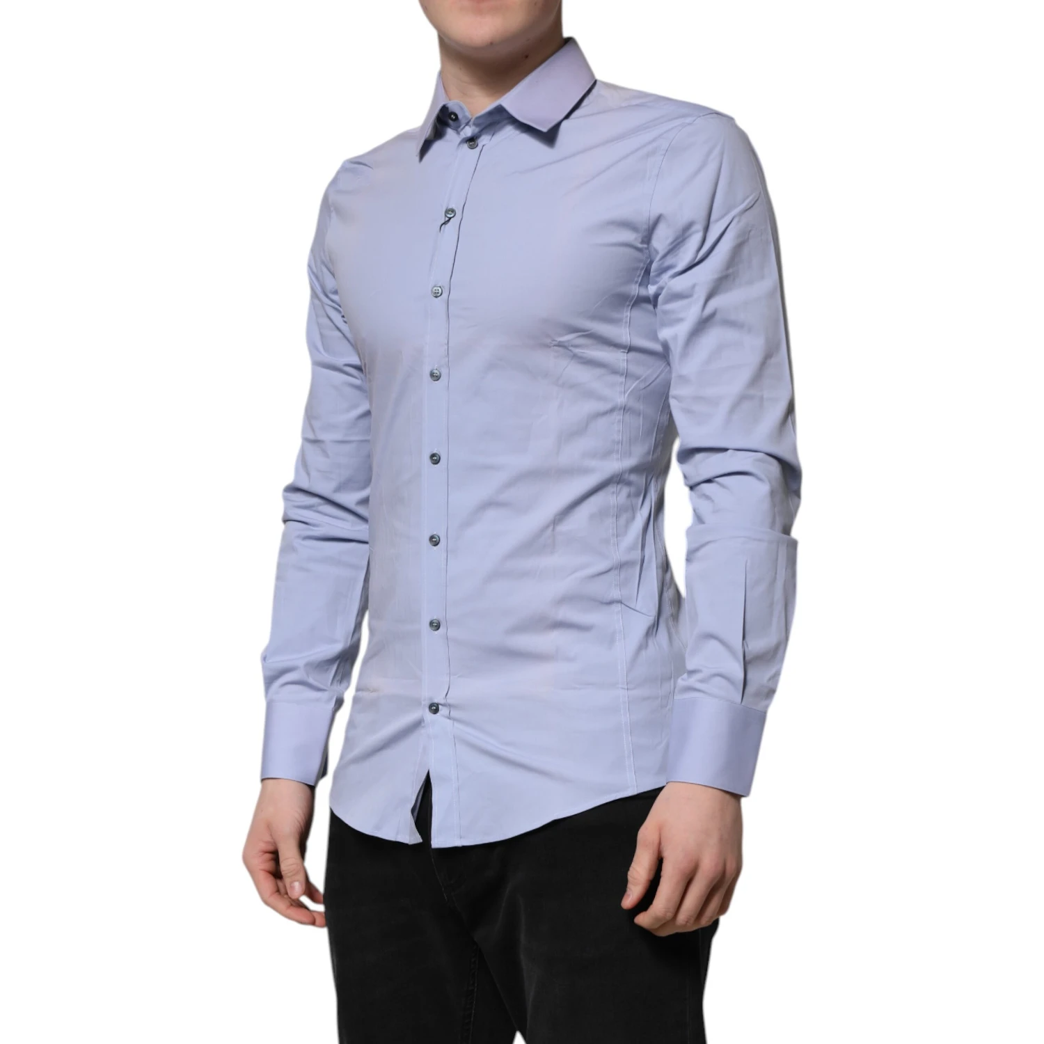Blue Cotton SICILIA Long Sleeves Dress Shirt