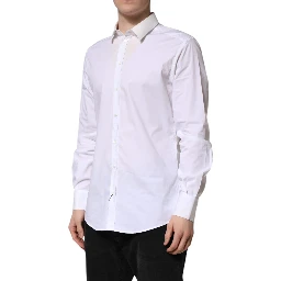 White Cotton GOLD Long Sleeves Dress Shirt