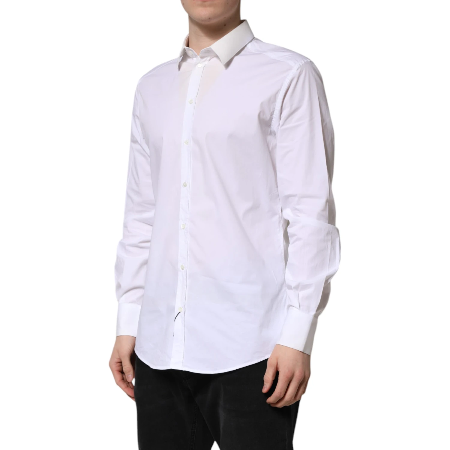 White Cotton GOLD Long Sleeves Dress Shirt