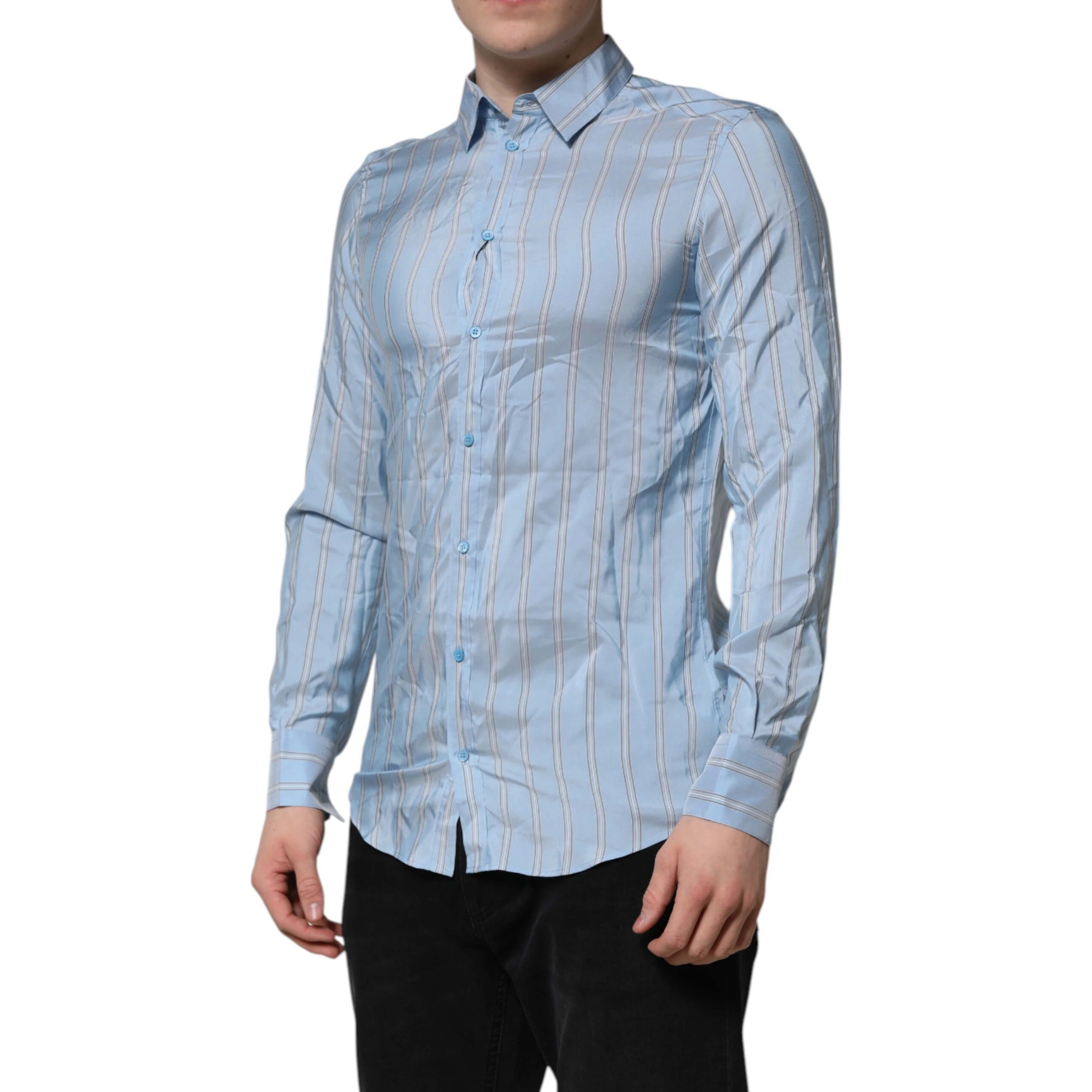 Blue Striped MARTINI Long Sleeves Dress Shirt