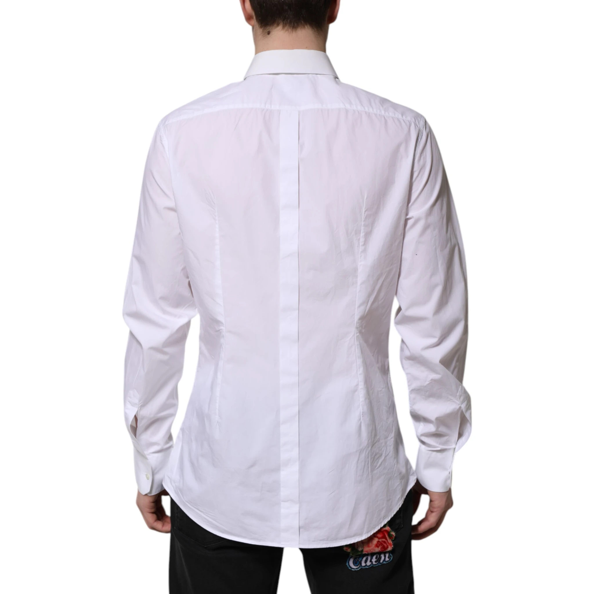 White Cotton GOLD Long Sleeves Dress Shirt