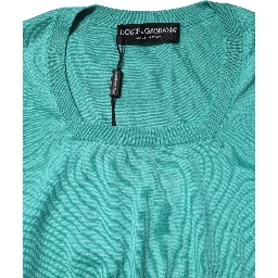Aqua Blue Silk Short Sleeves Square Neck Top