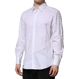 White Cotton GOLD Long Sleeves Dress Shirt