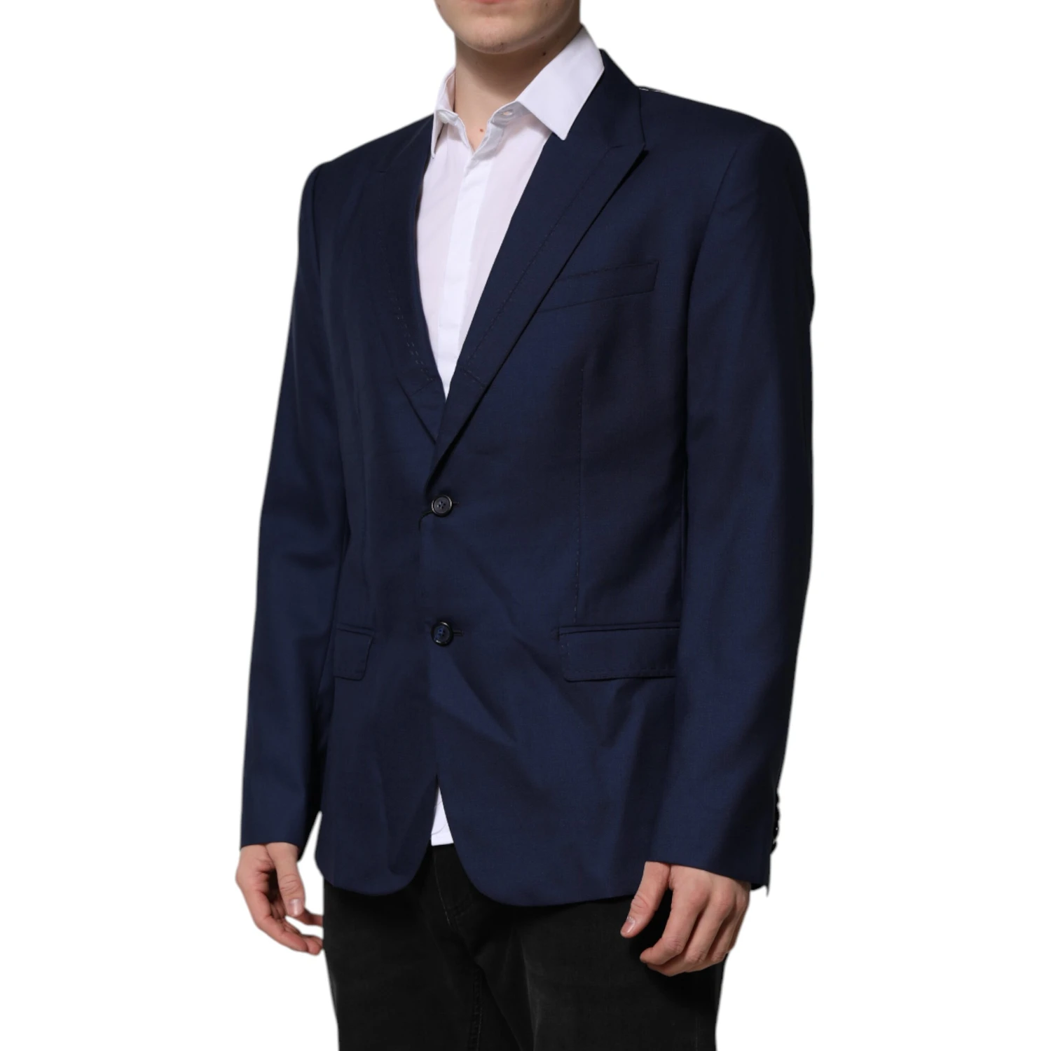 Blue Wool Single Breasted Suit Coat Blazer