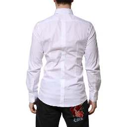 White Cotton GOLD Long Sleeve Men Dress Shirt