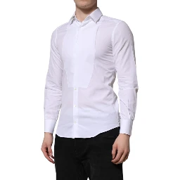 White Cotton GOLD Long Sleeves Men Dress Shirt
