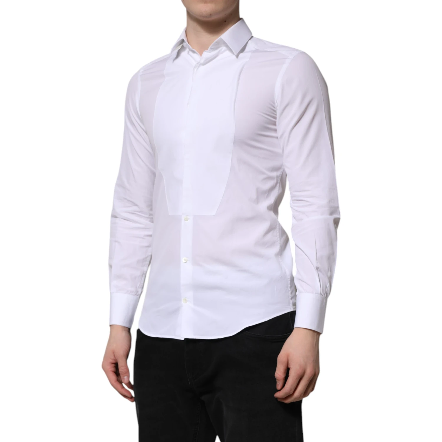 White Cotton GOLD Long Sleeves Men Dress Shirt