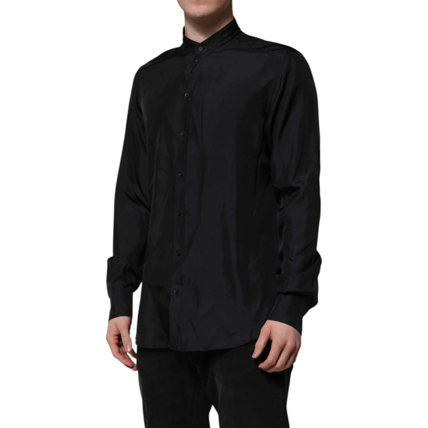 Dark Blue Silk MARTINI Men Formal Dress Shirt
