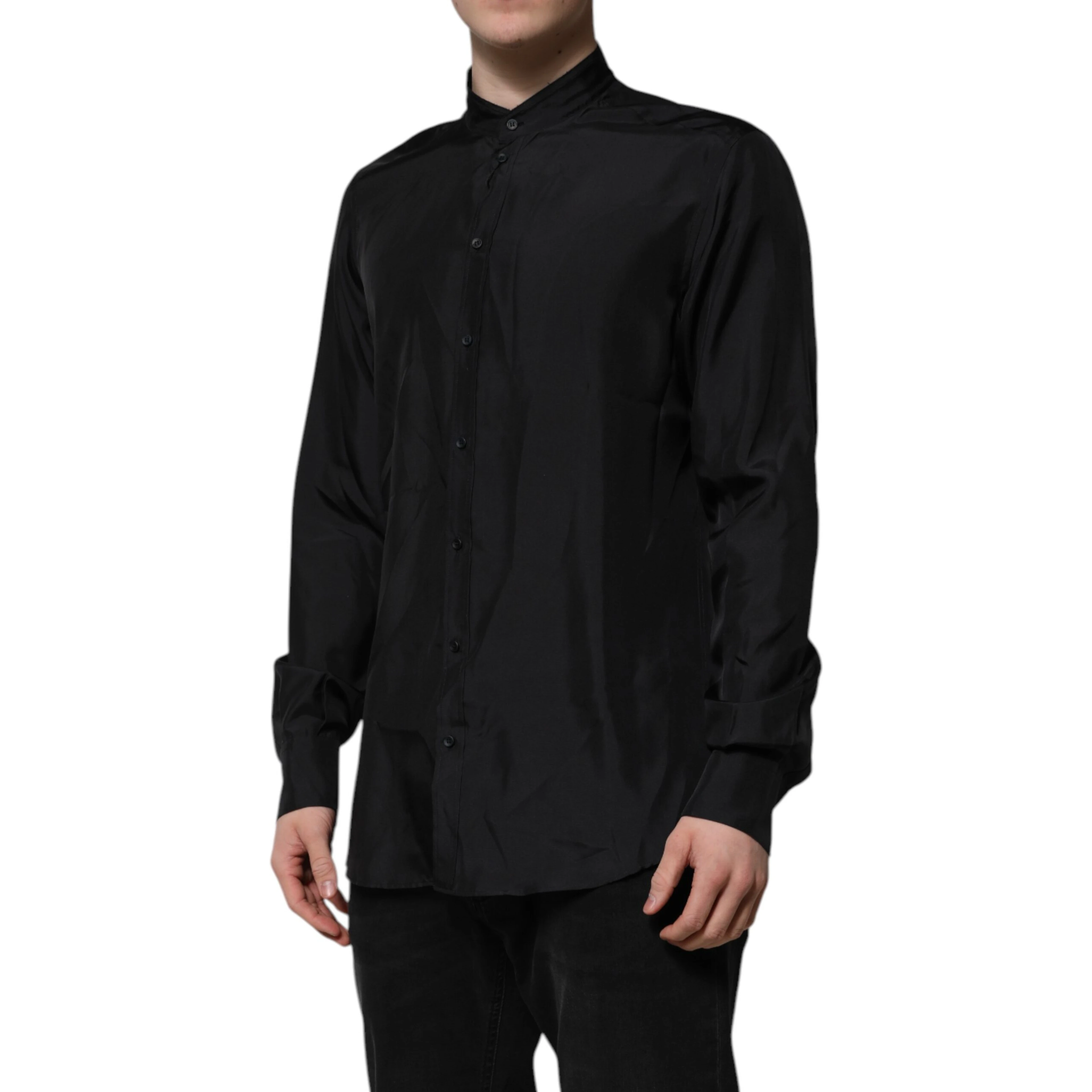 Dark Blue Silk MARTINI Men Formal Dress Shirt