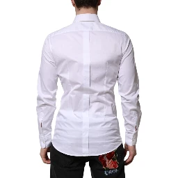 White Cotton GOLD Long Sleeve Men Dress Shirt