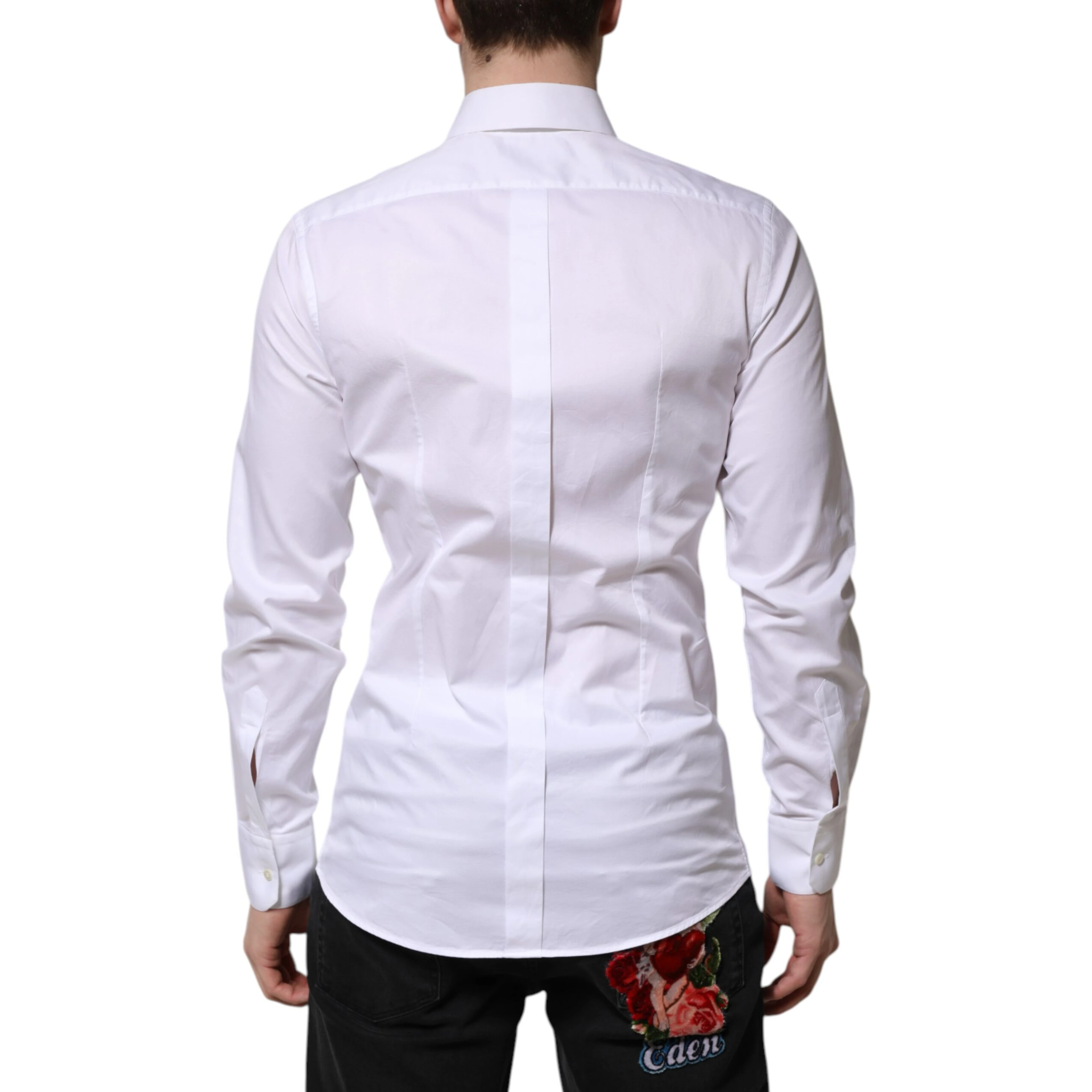 White Cotton GOLD Long Sleeve Men Dress Shirt