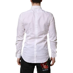 White Cotton GOLD Long Sleeves Dress Shirt