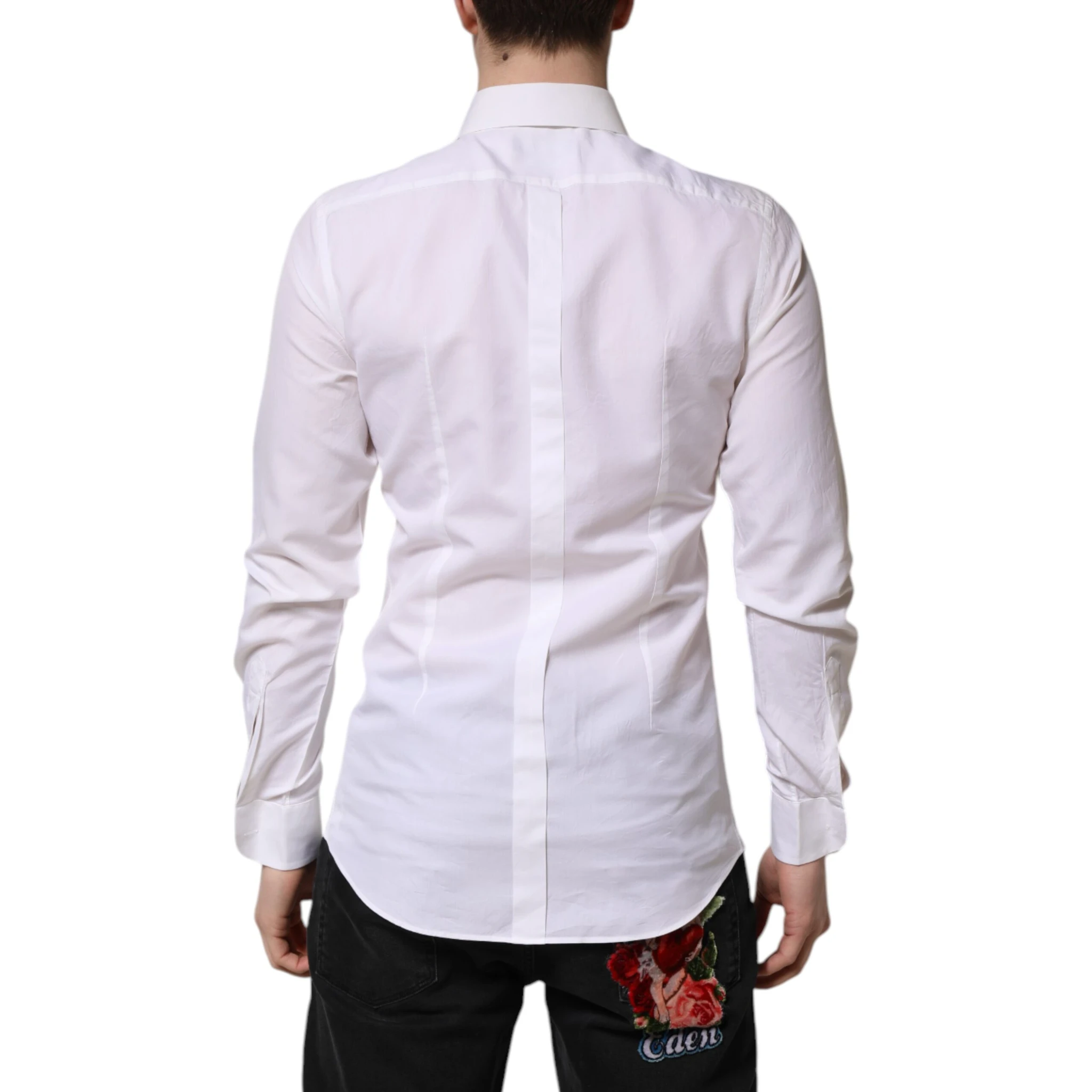 White Cotton GOLD Long Sleeves Dress Shirt