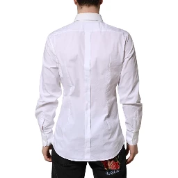 White Cotton GOLD Long Sleeves Dress Shirt