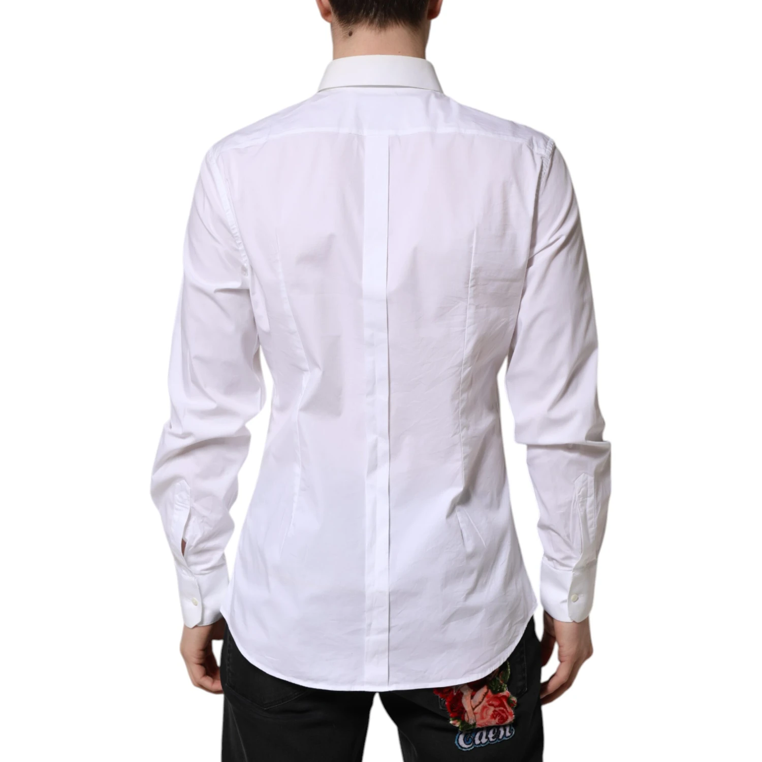 White Cotton GOLD Long Sleeves Dress Shirt