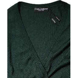 Dark Green Cashmere Silk Cardigan Sweater