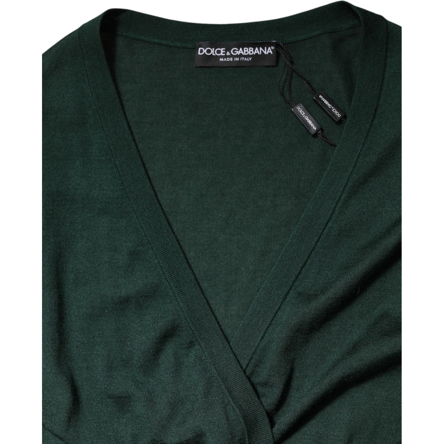 Dark Green Cashmere Silk Cardigan Sweater