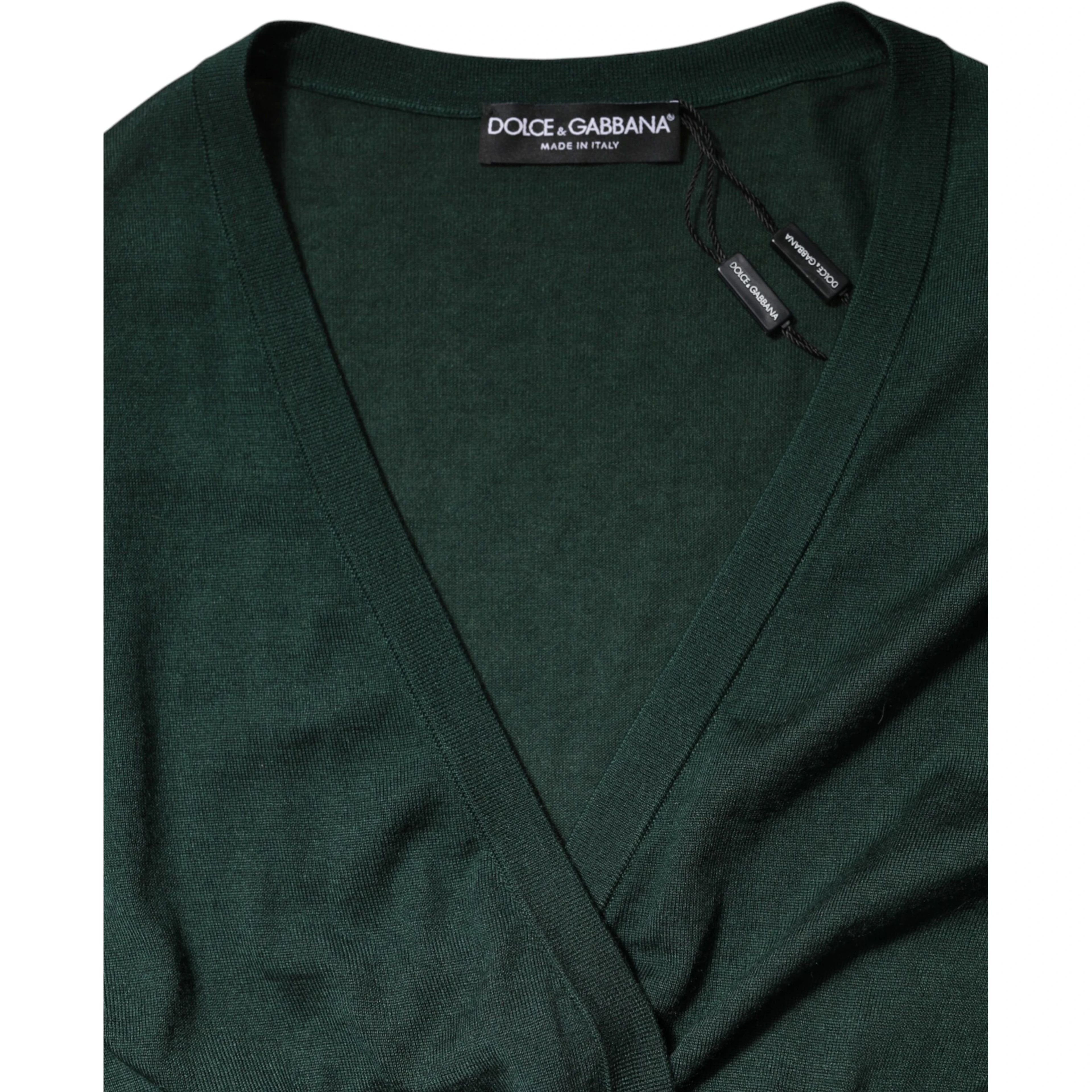 Dark Green Cashmere Silk Cardigan Sweater