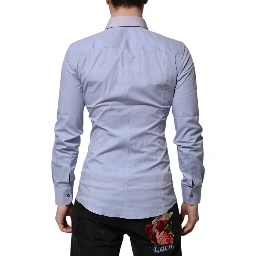 Blue Cotton SICILIA Long Sleeves Dress Shirt
