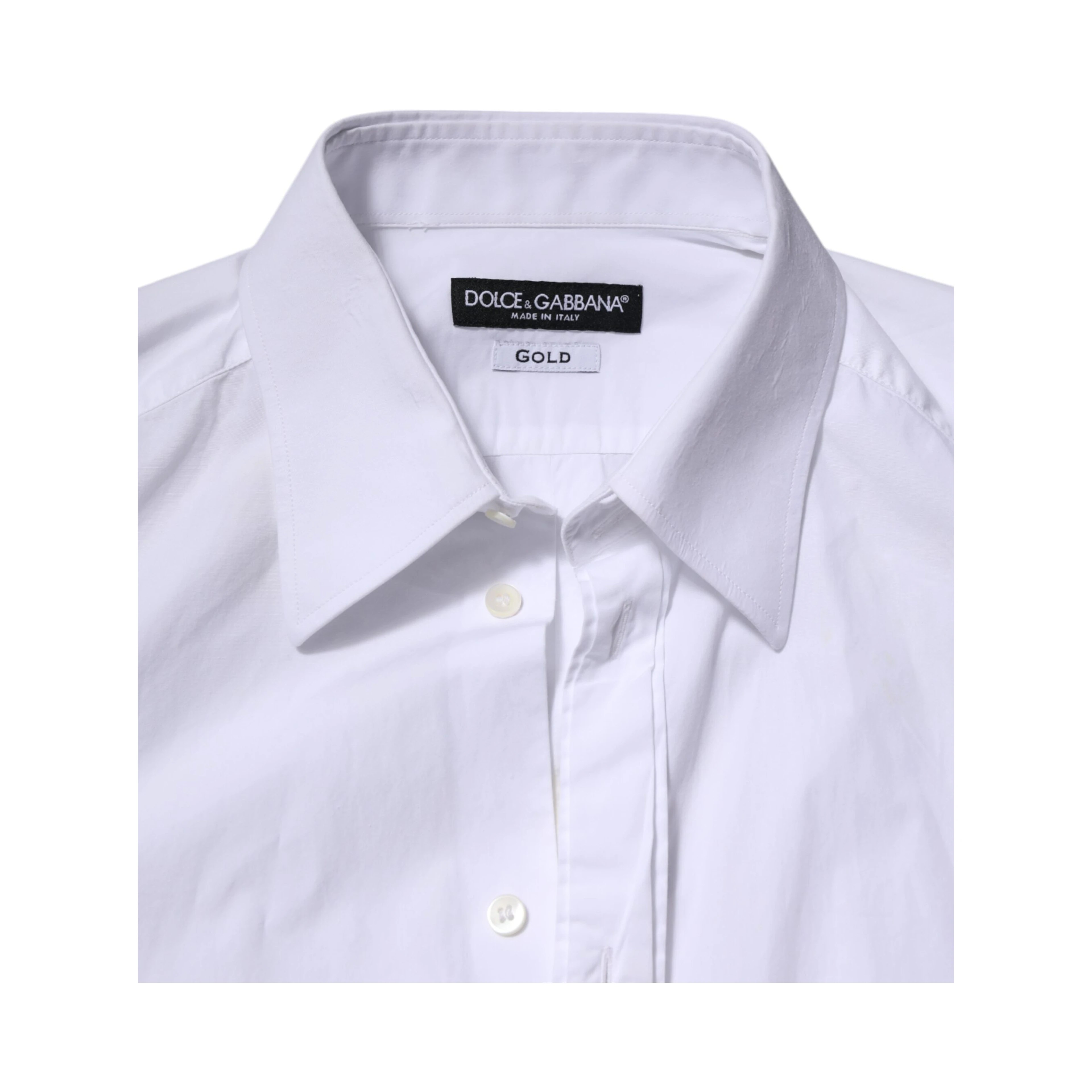White Cotton GOLD Long Sleeves Dress Shirt