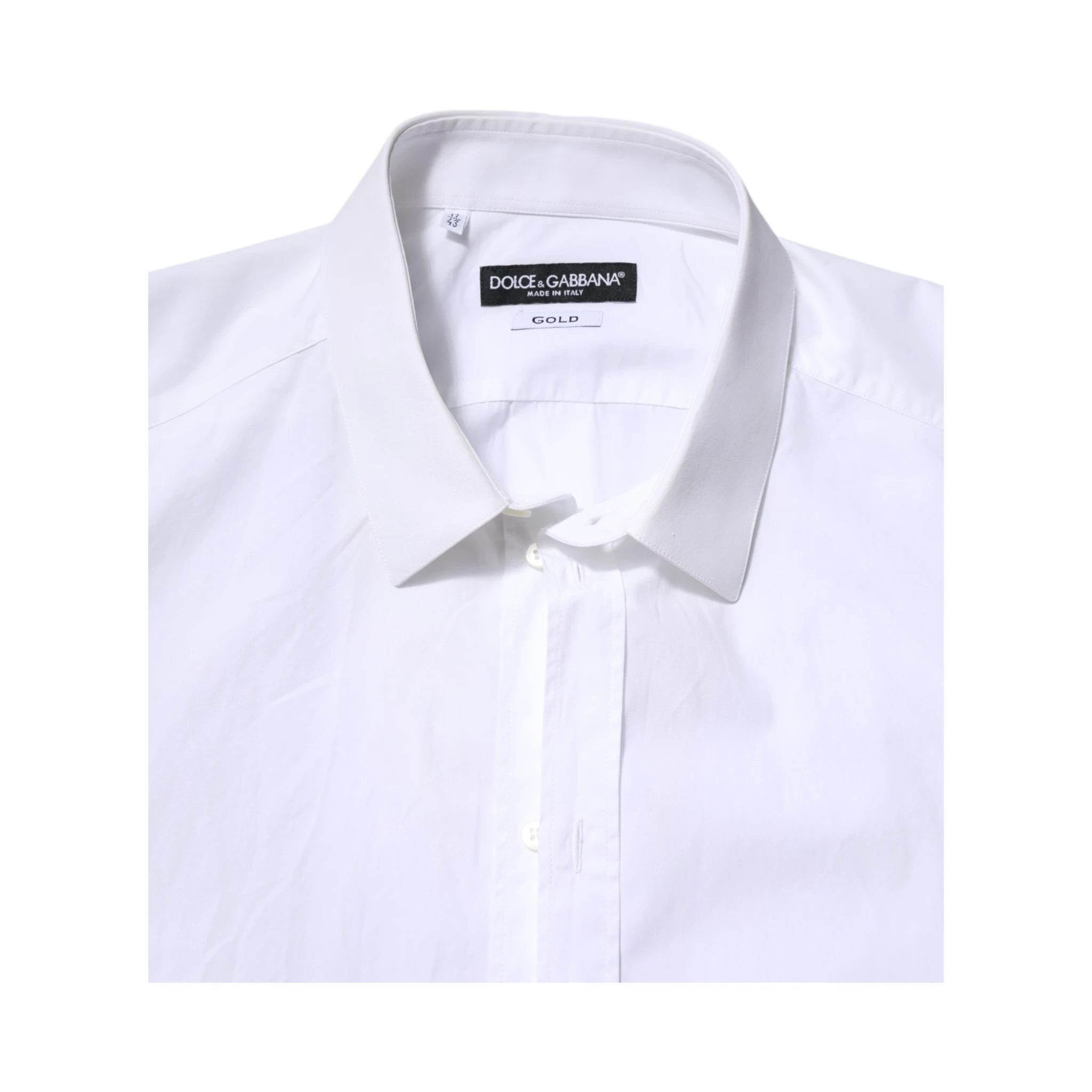 White Cotton GOLD Long Sleeves Dress Shirt