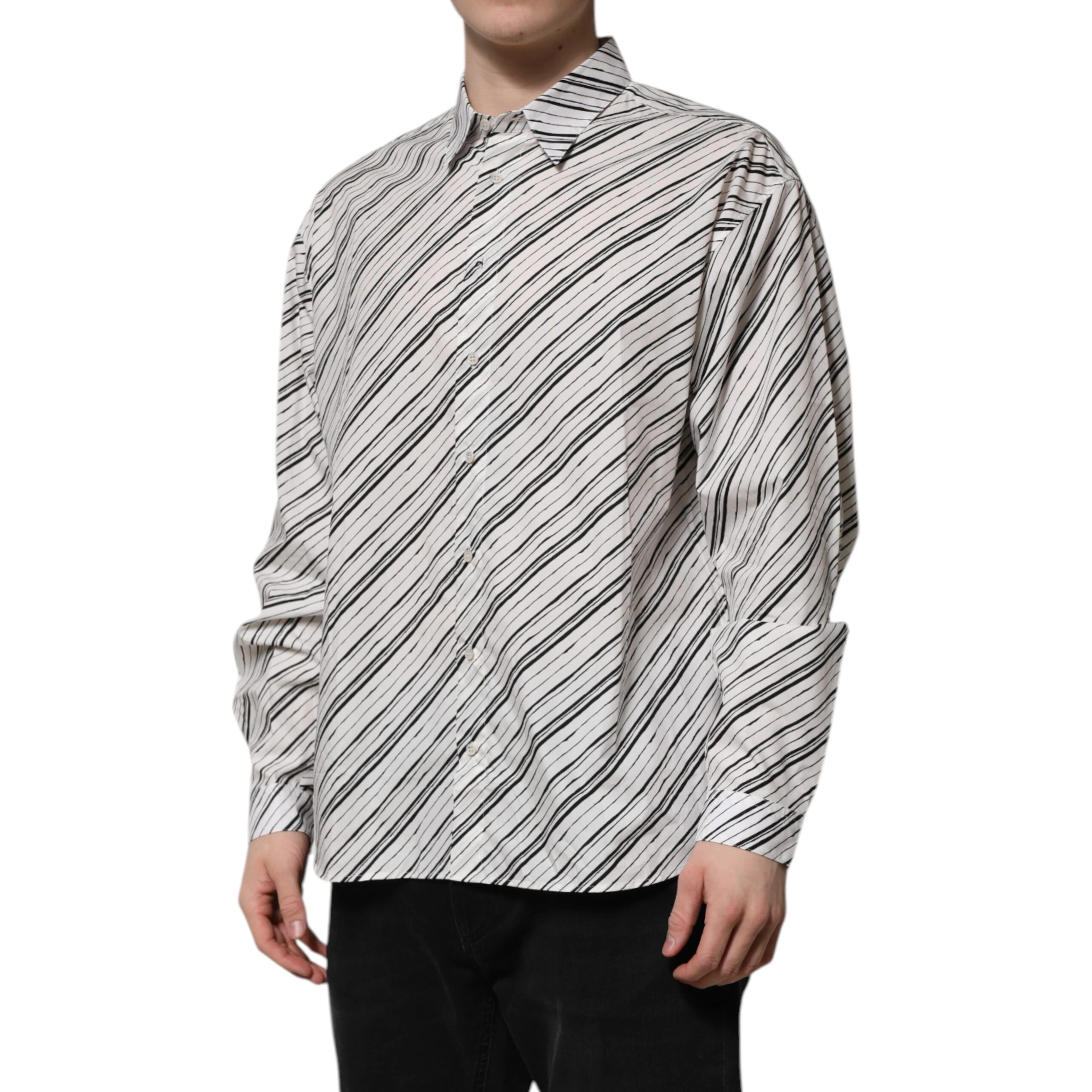 White Striped Long Sleeves Men Formal Shirt