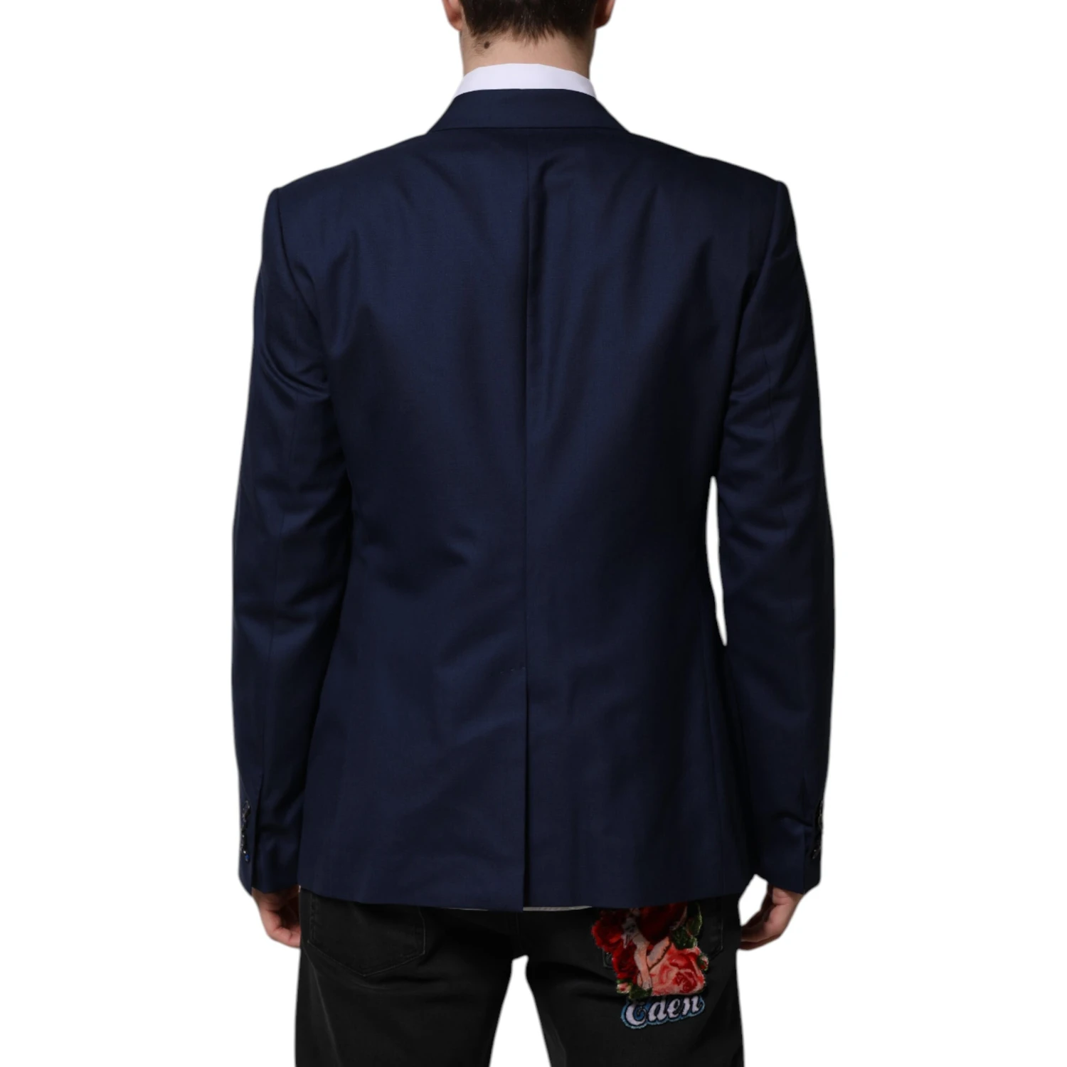 Blue Wool Single Breasted Suit Coat Blazer