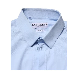 Sky Blue Cotton GOLD Long Sleeves Dress Shirt
