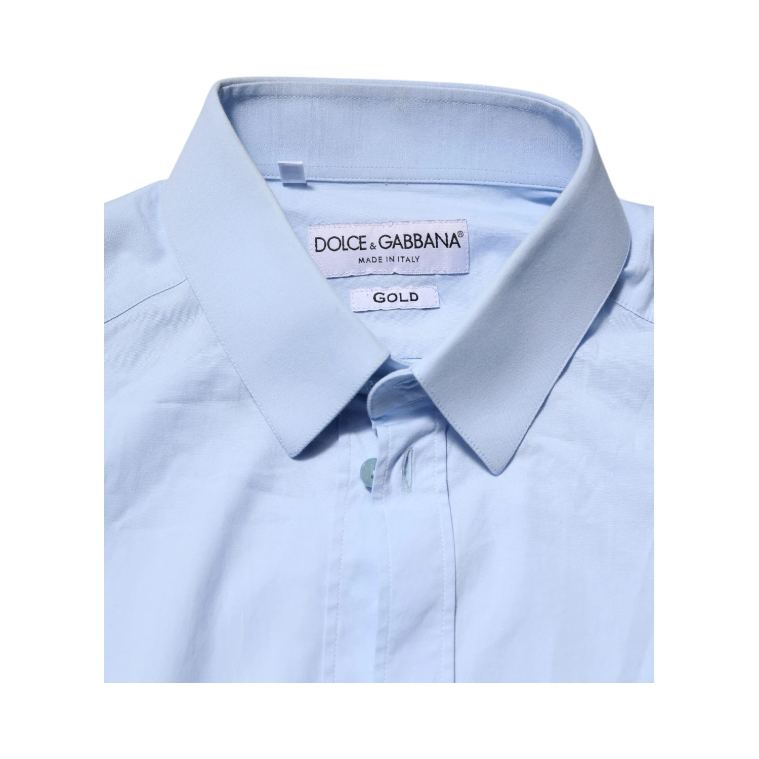 Sky Blue Cotton GOLD Long Sleeves Dress Shirt