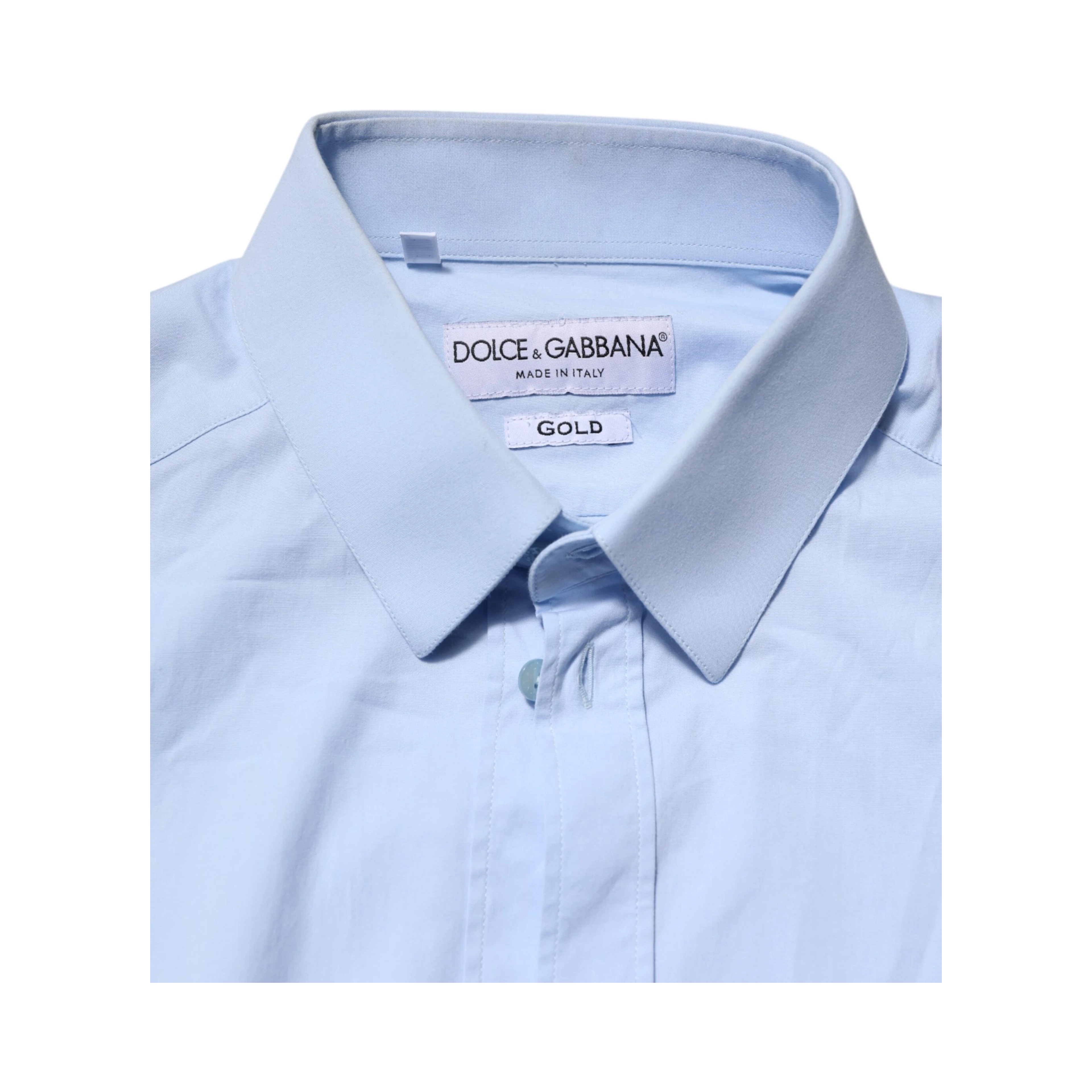 Sky Blue Cotton GOLD Long Sleeves Dress Shirt