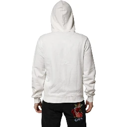 White Cotton DG ROYAL Print Hooded Sweater