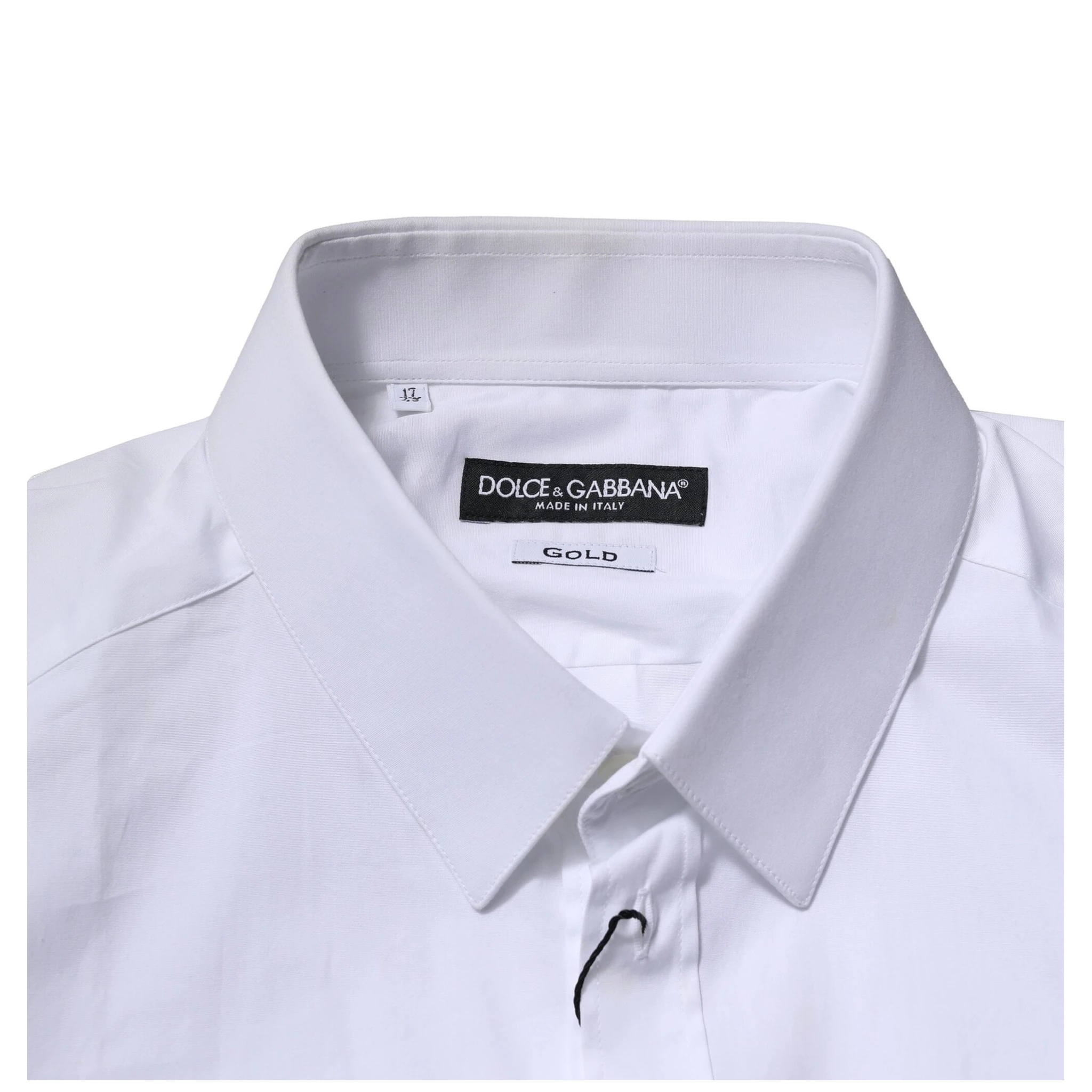 White Cotton GOLD Long Sleeves Dress Shirt