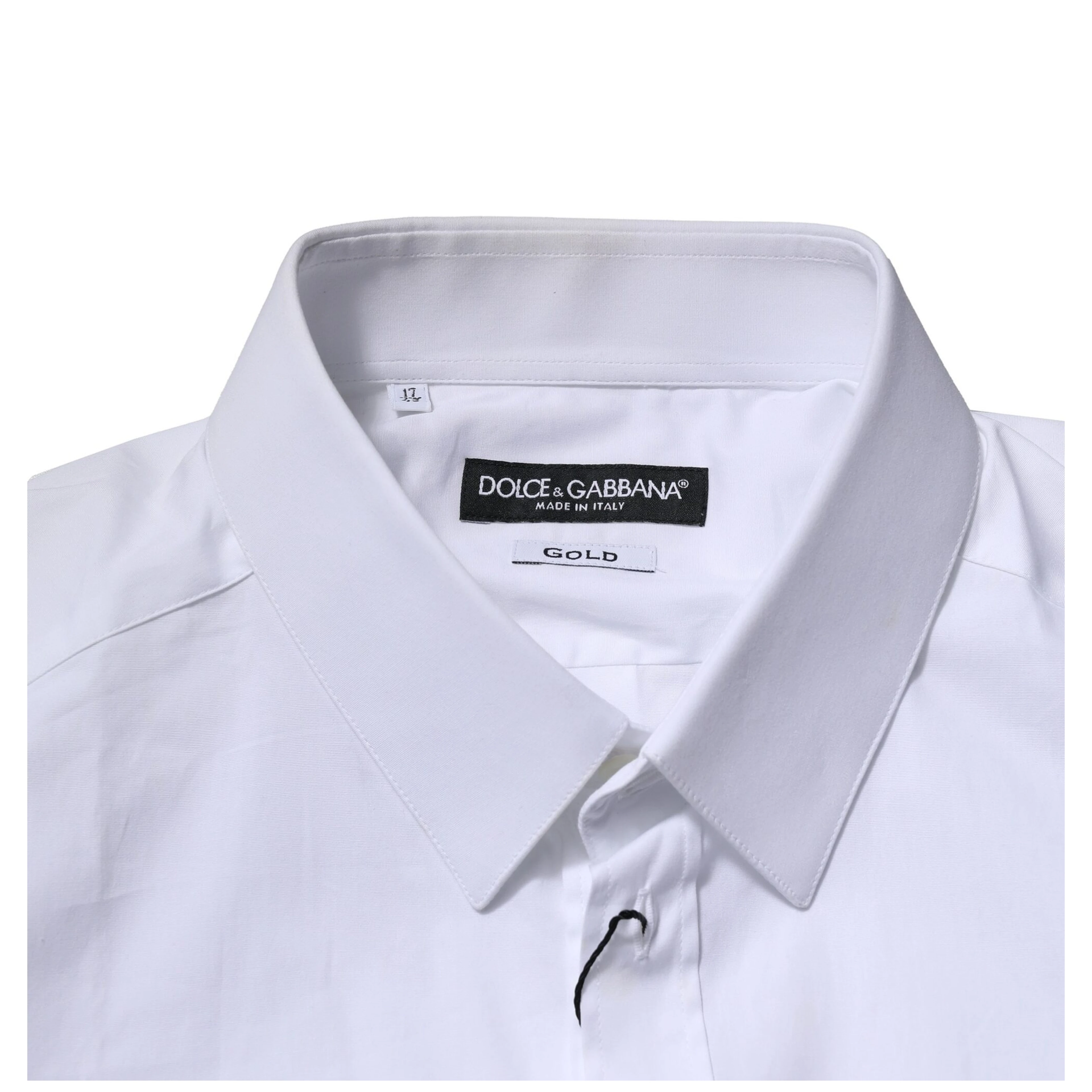 White Cotton GOLD Long Sleeves Dress Shirt