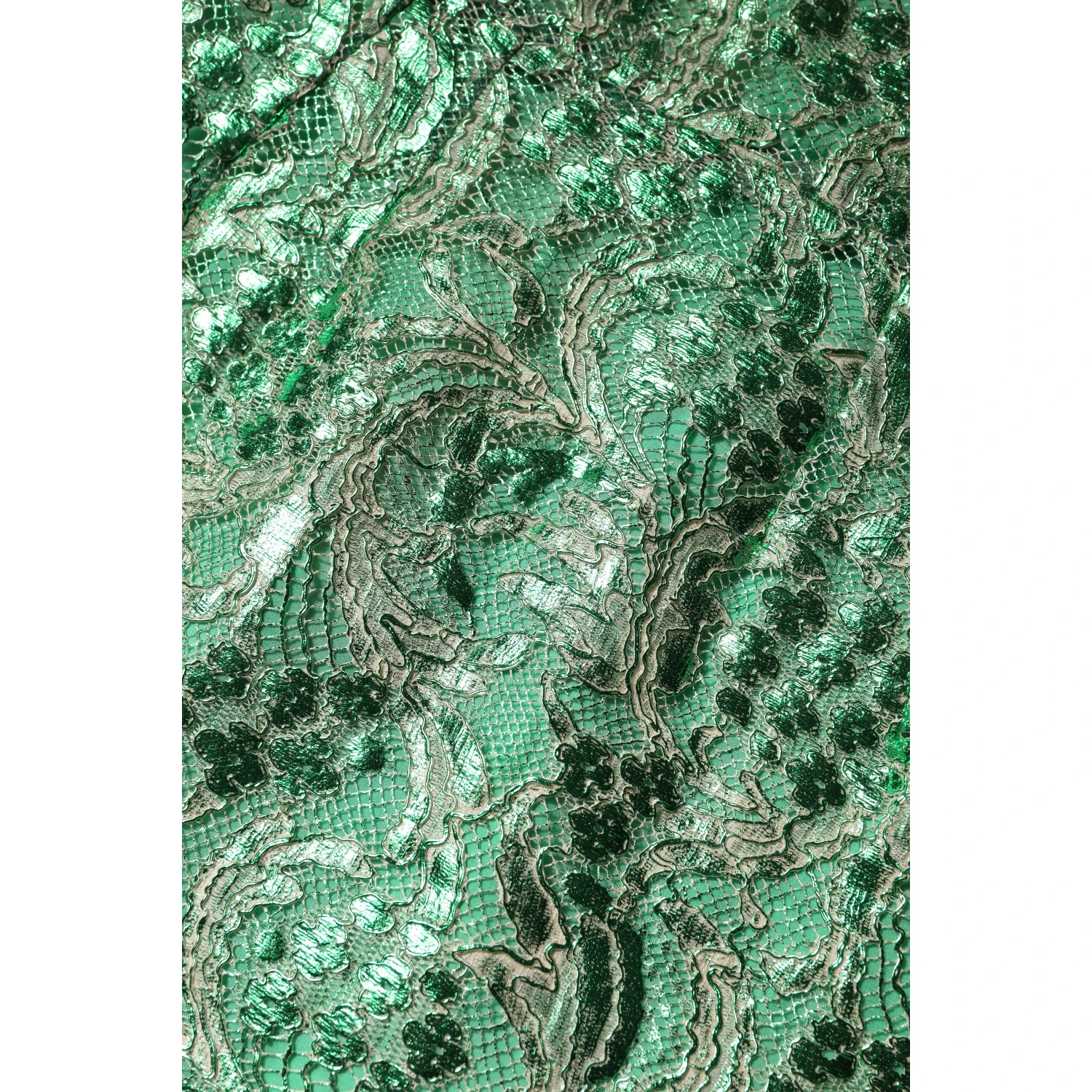 Green Cotton Floral Lace Sheath Midi Dress