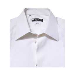 White Cotton GOLD Long Sleeves Dress Shirt