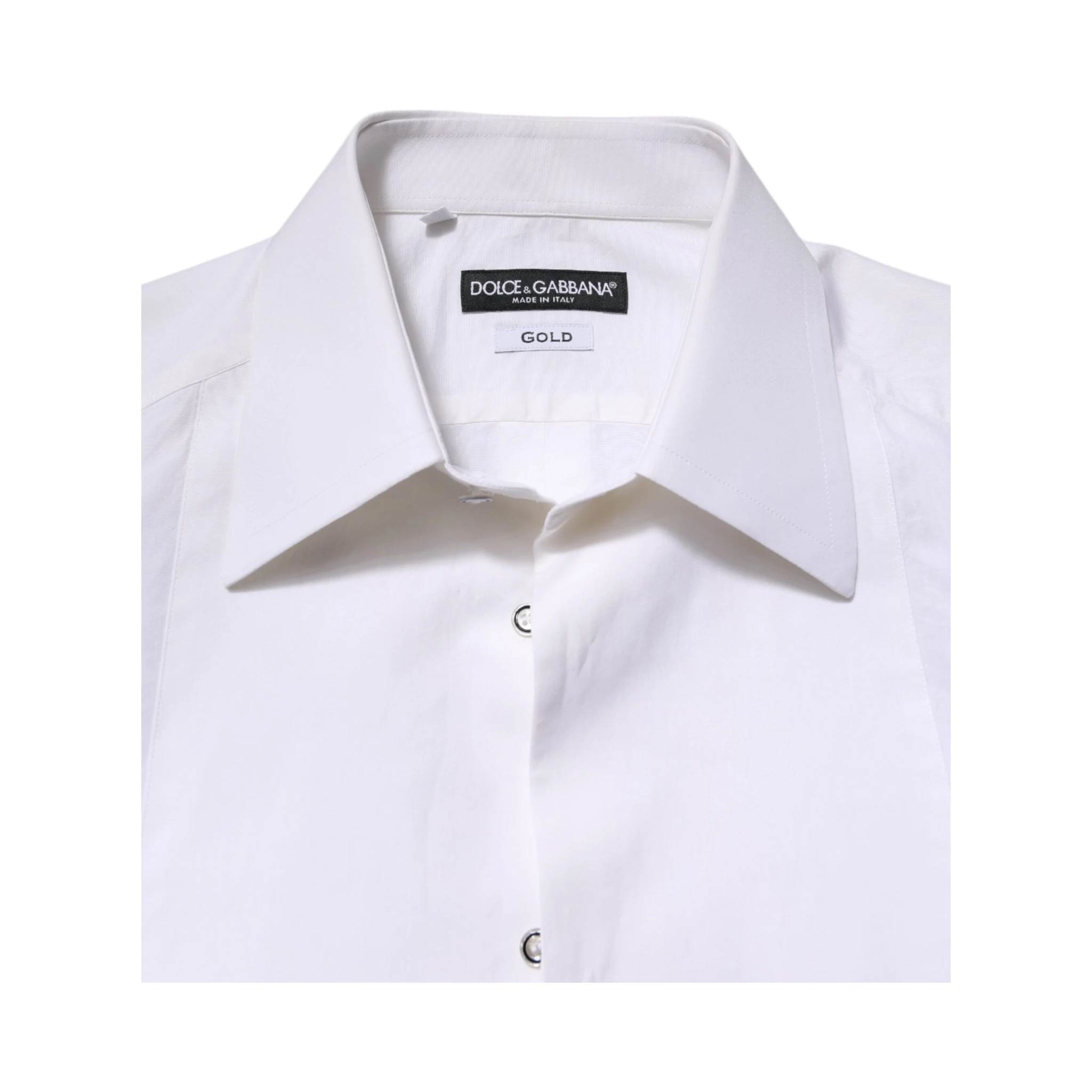 White Cotton GOLD Long Sleeves Dress Shirt