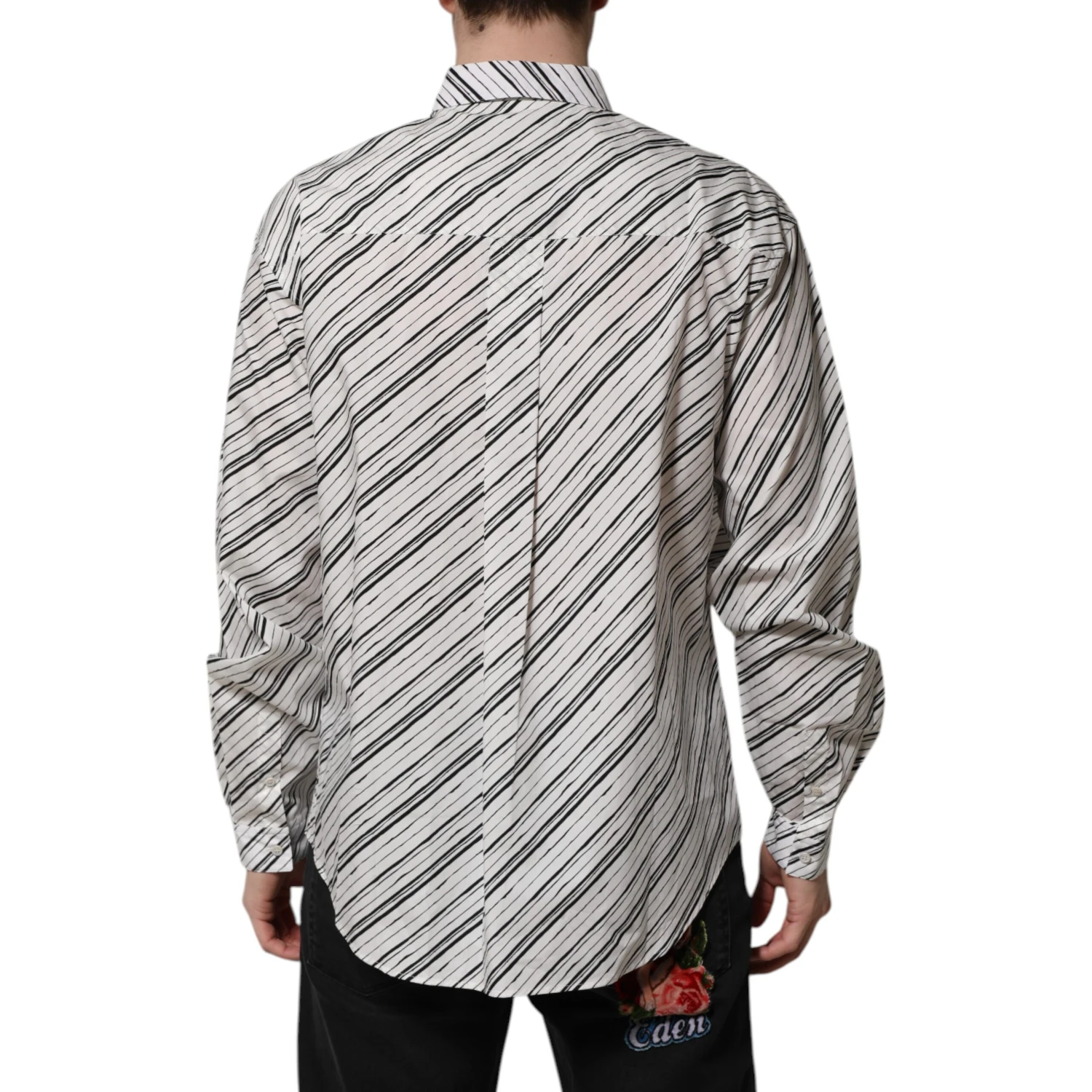 White Striped Long Sleeves Men Formal Shirt