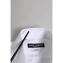 White Cotton GOLD Long Sleeves Dress Men Shirt