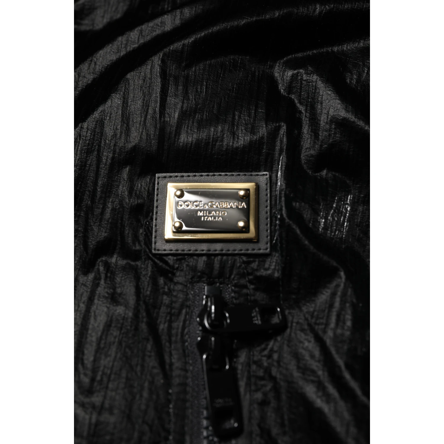 Black Logo Full Zip Hooded Quilted Jacket