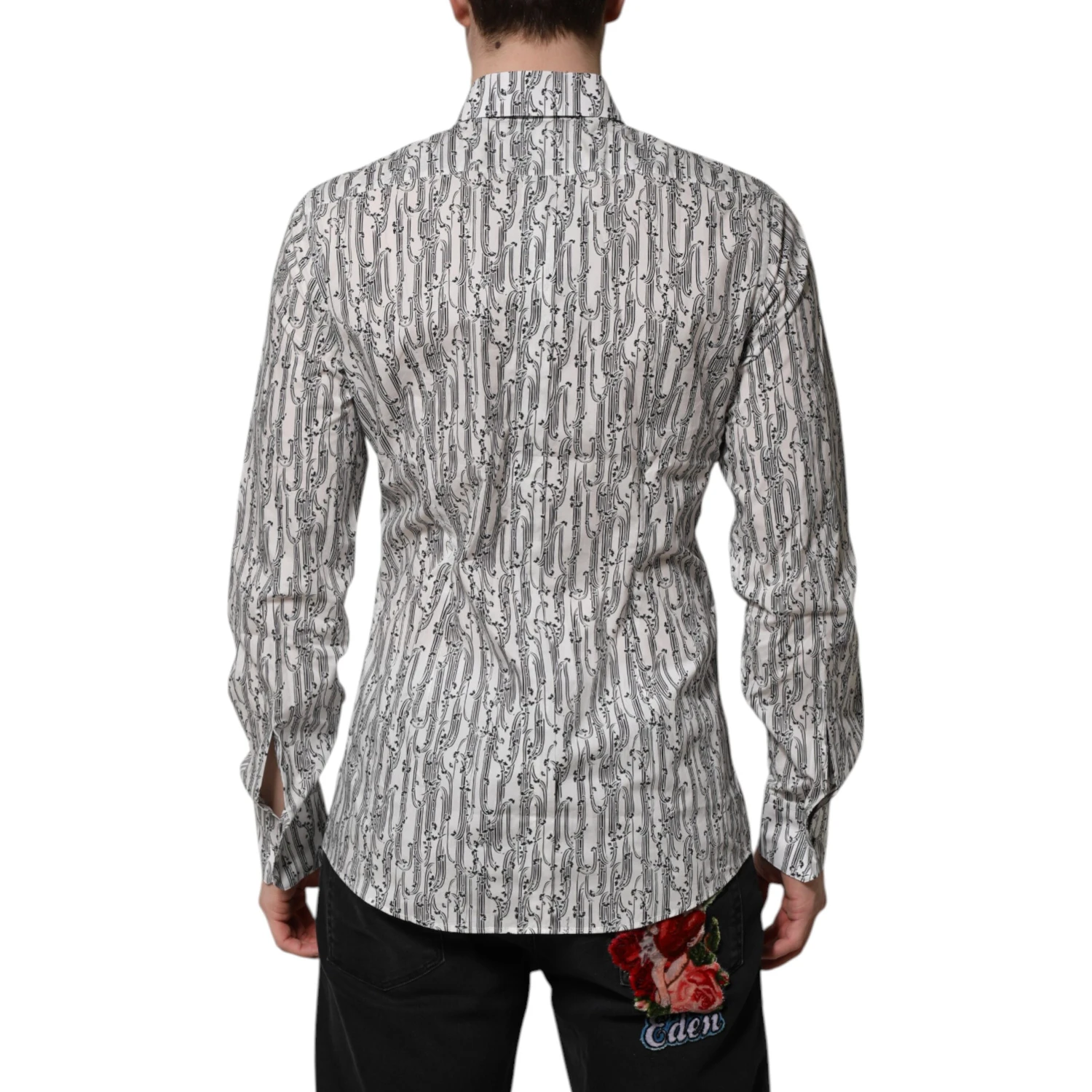 White Floral Print Casual Long Sleeves Shirt