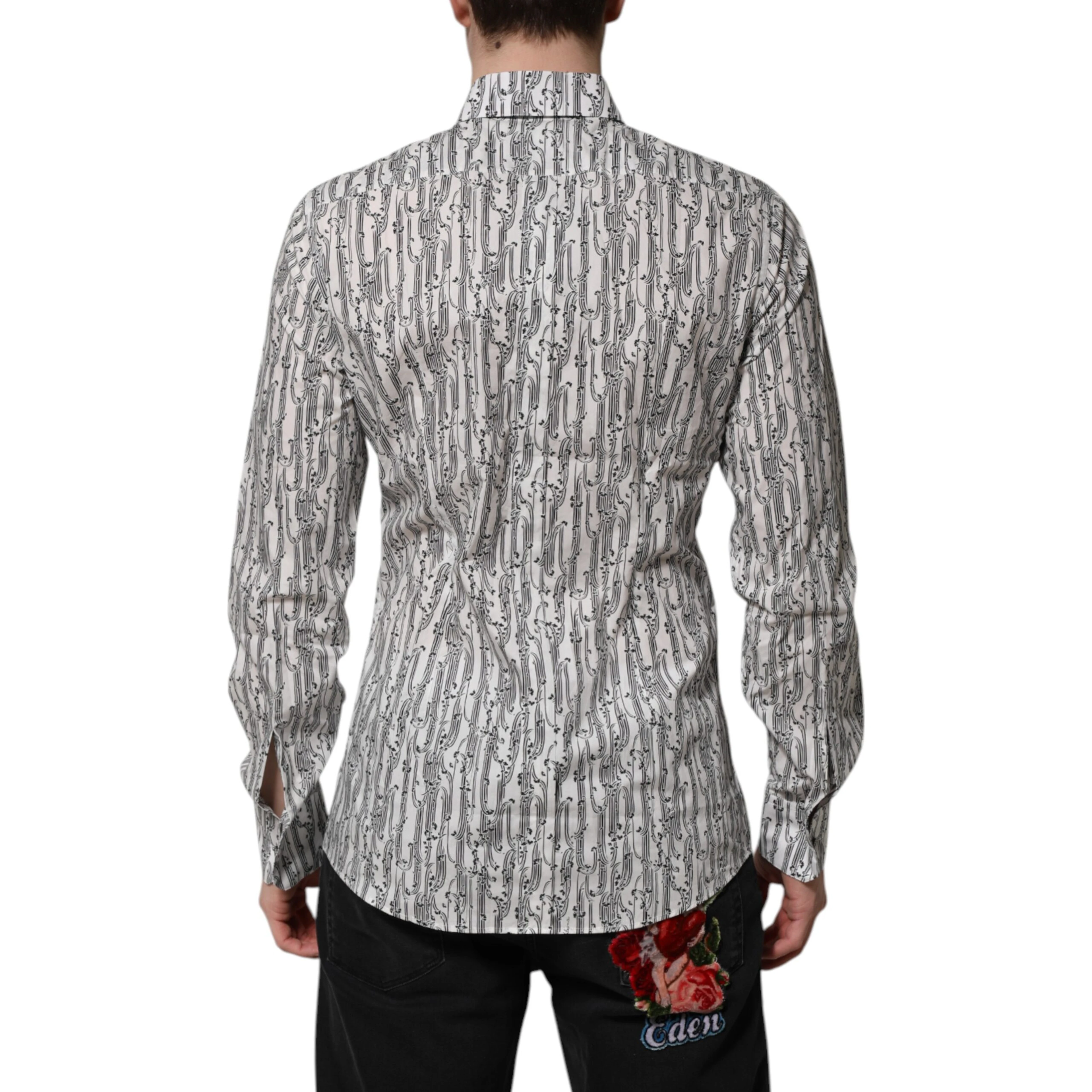 White Floral Print Casual Long Sleeves Shirt