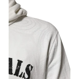 White Cotton DG ROYAL Print Hooded Sweater