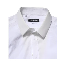 White Cotton GOLD Long Sleeves Dress Shirt